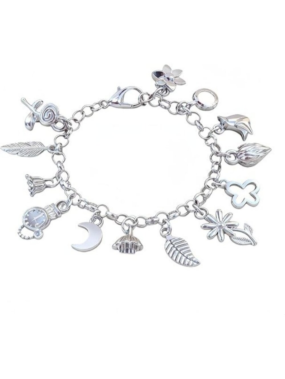 Flowers Cool Charm Bracelet for Women Flower Bracelet Sterling Silver